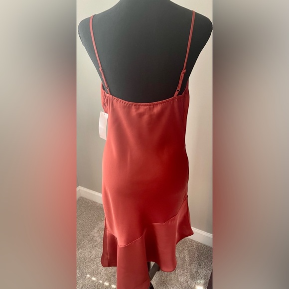 NWT Inspired Hearts‎ satin terracotta/rust/pumpkin spaghetti strap satin dress - Picture 5 of 7